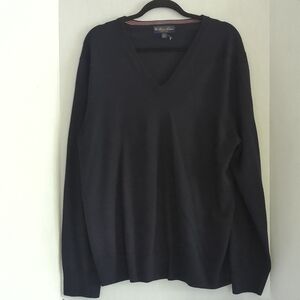 Brooks Brothers  100% Merino Wool Black Pullover V-neck Sweater Size XL